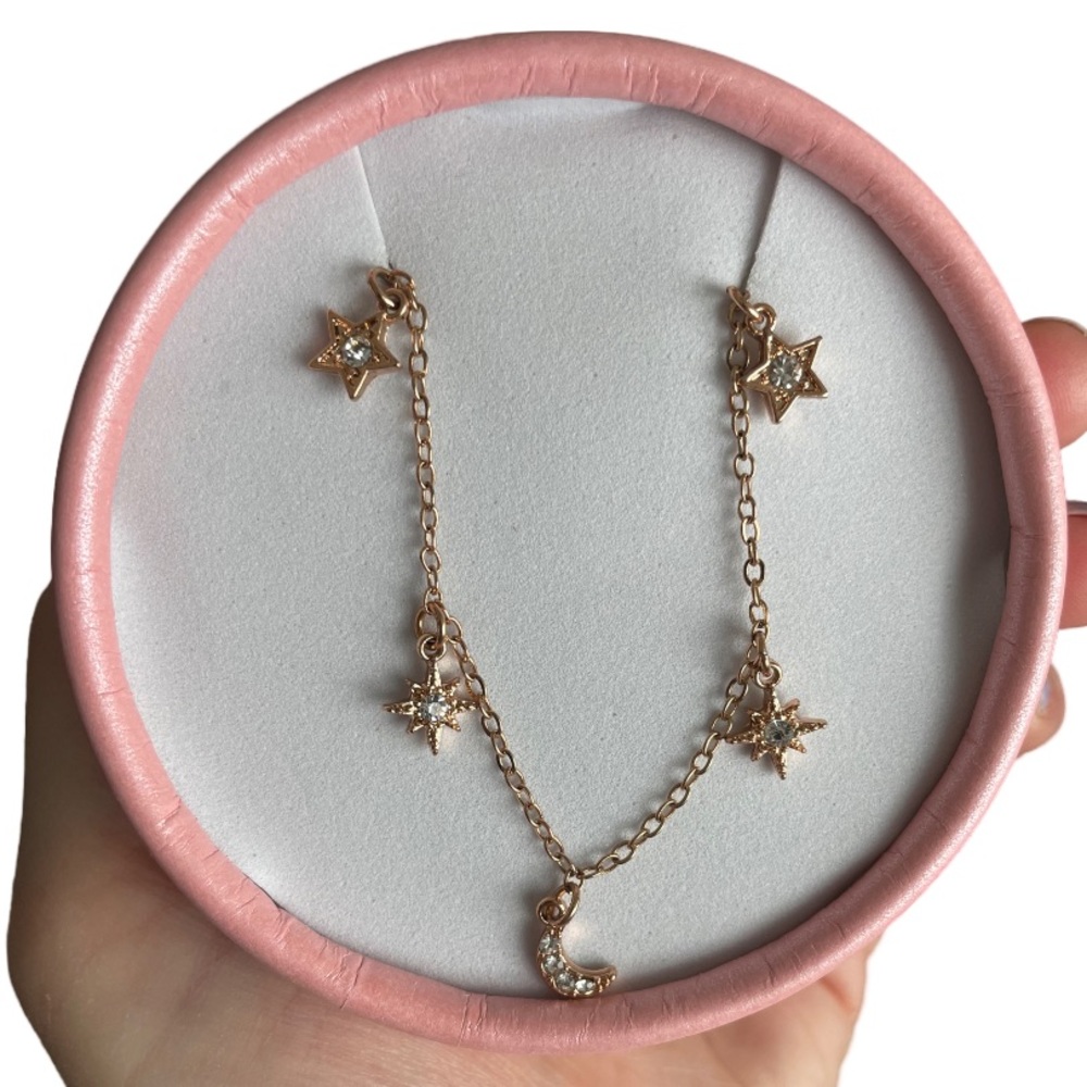 Stars and Moon Rose Gold Charm Bracelet